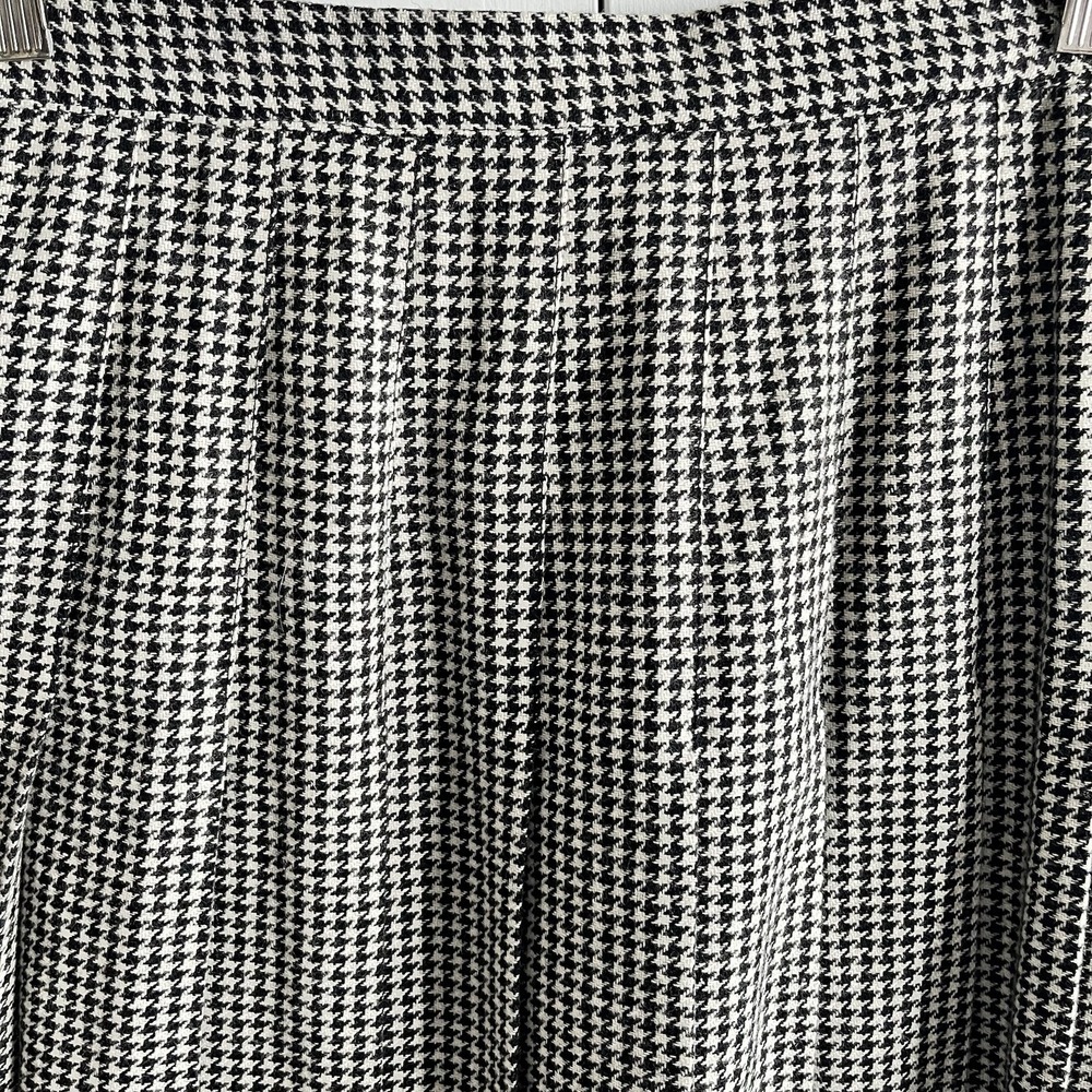 Vtg Houndstooth Wool Blend Skirt Women 16 Pleated Preppy Academia Schoolgirl - Picture 2 of 10